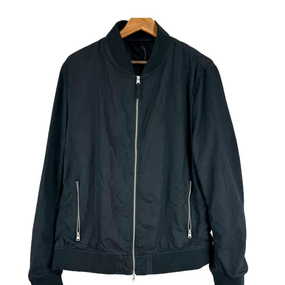 AllSaints NWT Men's Bassett Bomber Jacket Black Size L Zip Pockets Lightweight - Picture 10 of 10